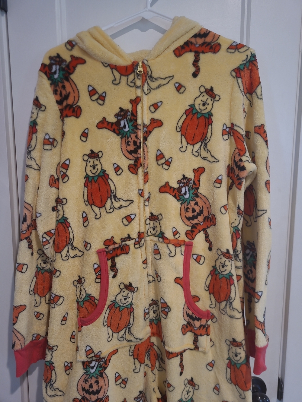 Disney Winnie the Pooh Halloween Pajama One Piece X-Large (14-16) Fleece Hooded